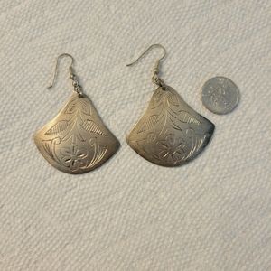 Vintage etched silver plated earrings
